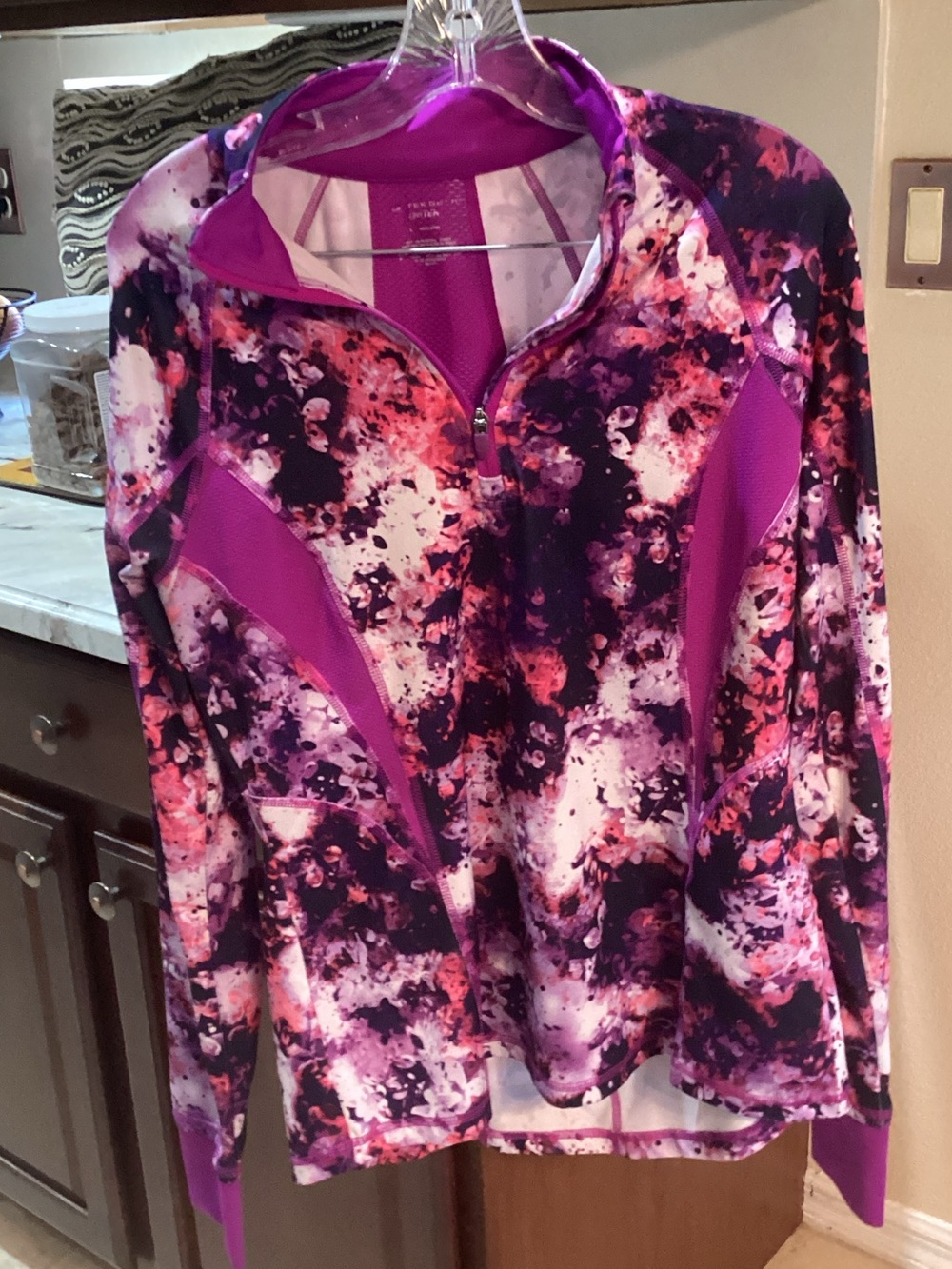 tek gear Purple & Pink Floral Quarter-Zip Pullover